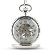 Personalized Mechanical Pocket Watch in Silver - Sans Serif