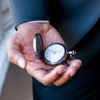 Personalized Gunmetal Pocket Watch with Gold Frame - Sans Serif