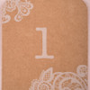 Table Number Cards - Wedding Reception - Kraft Tag - Vintage Lace