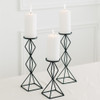 Tall Black Geometric Candle Holder Set - Pillar