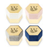 Personalized Wedding Ring Box - Velvet Hexagon - Modern Fairy Tale