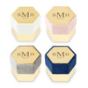 Personalized Wedding Ring Box - Velvet Hexagon - Classic Monogram