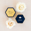 Personalized Wedding Ring Box - Velvet Hexagon - Mrs.