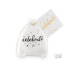 Muslin Drawstring Favor Bags - Small - "Celebrate