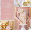 Gold Shimmer Wedding Inspiration w/Doodled Floral invitation