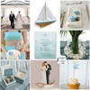 Nautical Wedding Inspiration w/Love's Journey Invitation, Row Away Cake Topper, Sailboat Magnet Favors, Mini Lanterns, Beach Trinket Favor Boxes