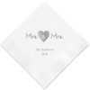 Mrs. & Mrs. Personalized Napkins - Heart - Same Sex