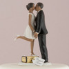 Wedding Cake Topper - A Honeymoon Kiss & We're Off - Dark Skin Tone