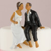 Wedding Cake Topper - Sitting Whimsically - Dark Skin Tone