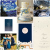 Celestial Wedding Theme w/Celestial Inspiration invitation, Starry Night playing card favors, Starry Night drop box guest book