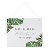 Tropical Leaf Personalized Wooden Wedding Sign - Medium