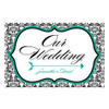 Wedding Directional Sign - Love Bird Damask - Peacock Green