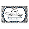 Wedding Directional Sign - Love Bird Damask - Navy Blue