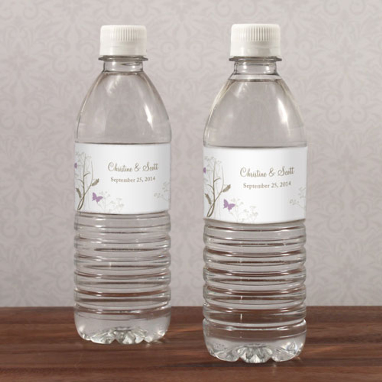 Personalized Water Bottle Labels - Butterfly Romance