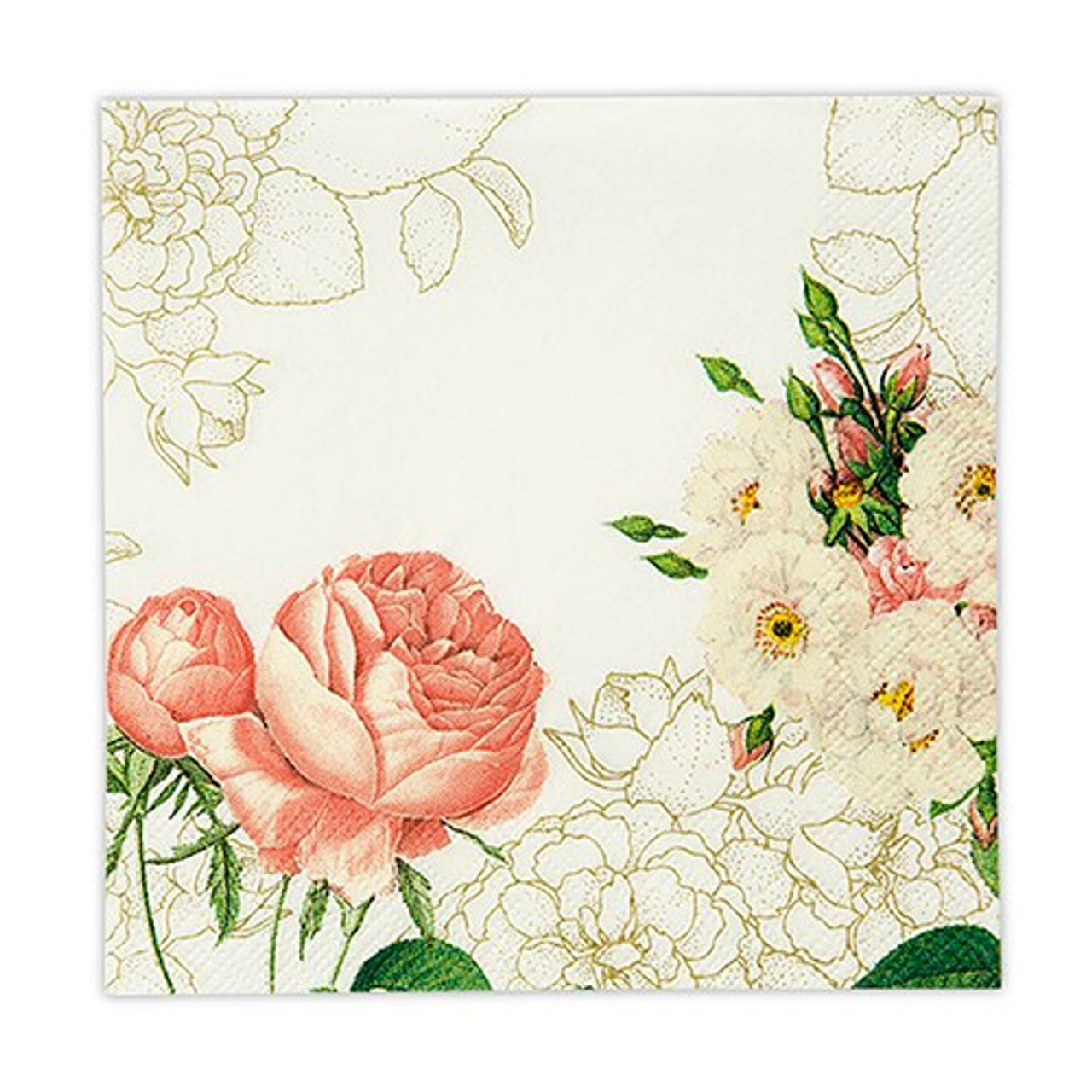 Pink Floral Paper Napkins - Vintage Floral Paper Napkins