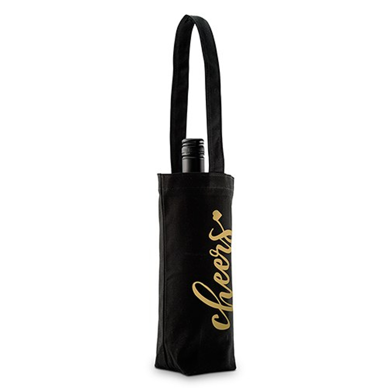 Personalized Wine Tote Bag Black Cheers