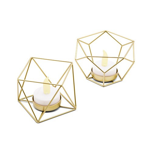 Gold Geometric Candle Holder - Modern Centerpiece - Small Gold Geometric Candle Holder - Modern Centerpiece - Small
