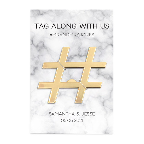 Gold Hashtag Bottle Opener Wedding Favor - Tag Along with Us  Gold Hashtag Bottle Opener Wedding Favor - Tag Along with Us
