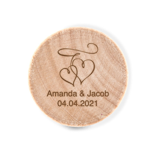 Wooden Bottle Stopper Favors - Double Hearts  Wooden Bottle Stopper Favors - Double Hearts