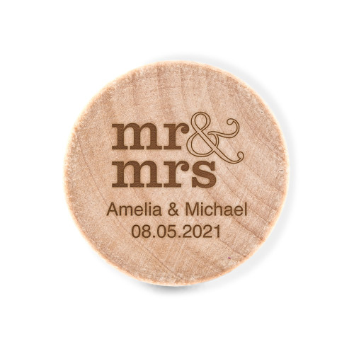 Wooden Bottle Stopper Favors - Mr & Mrs Wooden Bottle Stopper Favors - Mr & Mrs
