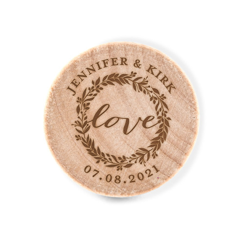 Wooden Bottle Stopper Favors - Love Wreath Wooden Bottle Stopper Favors - Love Wreath