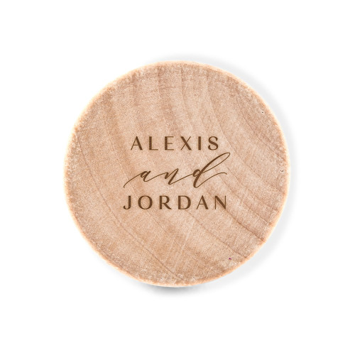 Wooden Bottle Stopper Favors - Modern Couple Wooden Bottle Stopper Favors - Modern Couple