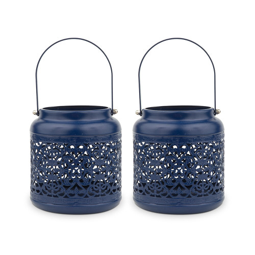 Blue Vintage Hanging Lanterns - Metal Blue Vintage Hanging Lanterns - Metal