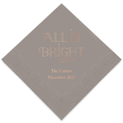 Personalized Holiday Napkins - All Is Bright Personalized Holiday Napkins - All Is Bright