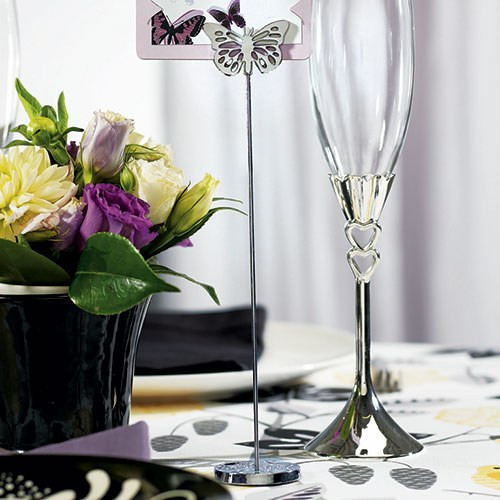 Silver Table Number Holders with Butterflies Silver Table Number Holders with Butterflies