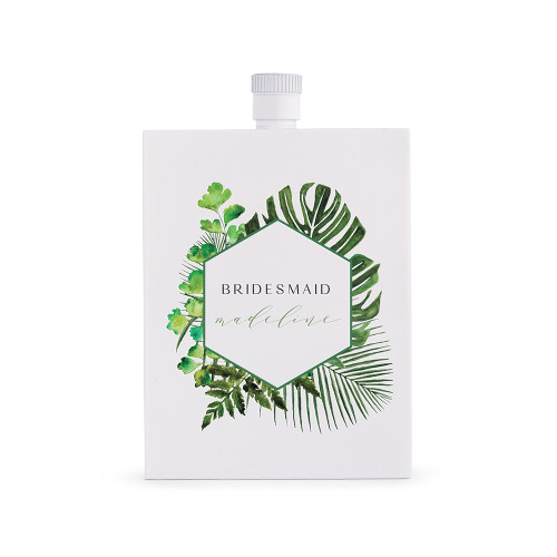 Personalized Flask in White Stainless Steel - Tropical Greenery Personalized Flask in White Stainless Steel - Tropical Greenery