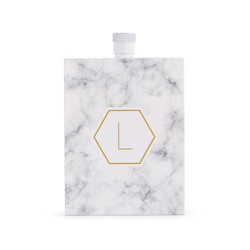 Personalized Flask in White Stainless Steel - Geo Marble Personalized Flask in White Stainless Steel - Geo Marble