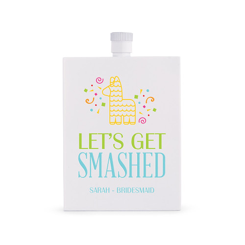 Personalized Flask in White Stainless Steel - Smashed Personalized Flask in White Stainless Steel - Smashed