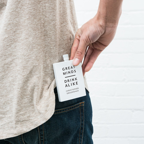 Personalized Flask in White Stainless Steel - Great Minds Drink