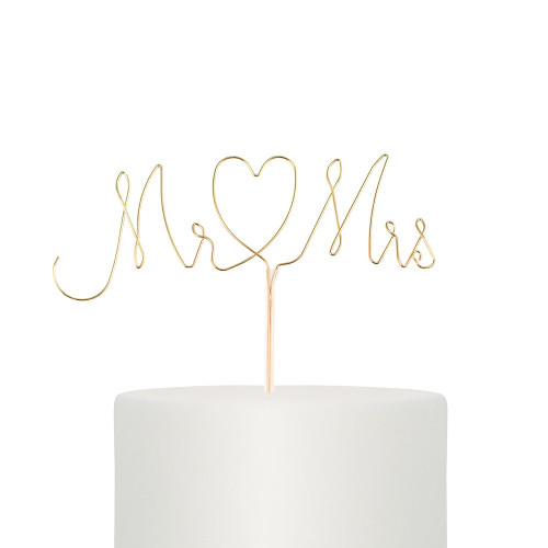 Wire Wedding Cake Topper - Unique - Mr. & Mrs. - Gold Wire Wedding Cake Topper - Unique - Mr. & Mrs. - Gold