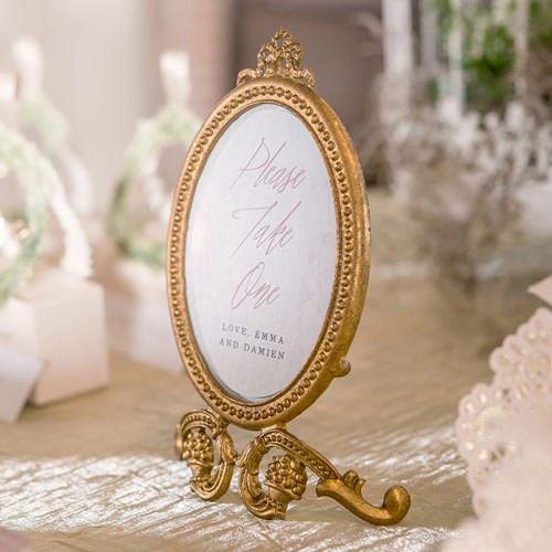 Gold Vintage Table Number Holders with Frame - Oval - Small Gold Vintage Table Number Holders with Frame - Oval - Small