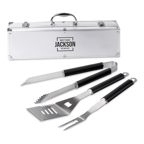 Personalized BBQ Tools Set - Grilling Groomsman Gift - Best Man Square Personalized BBQ Tools Set - Grilling Groomsman Gift - Best Man Square
