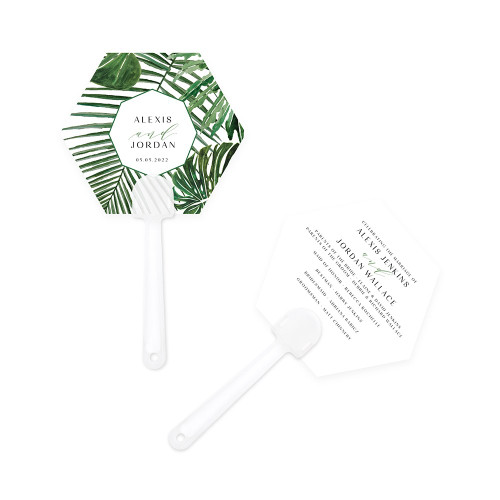 Personalized Hand Fans - Greenery - Tropical Leaves Personalized Hand Fans - Greenery - Tropical Leaves
