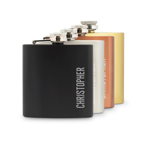 Personalized Black Hip Flask - Groomsman Gift - Vertical Name Personalized Black Hip Flask - Groomsman Gift - Vertical Name