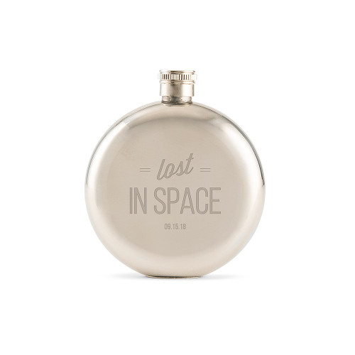 Personalized Silver Flask - Round - Lost in Space Personalized Silver Flask - Round - Lost in Space