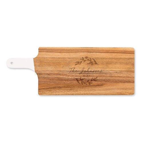Personalized Cutting Board with White Handle - Wood - Signature Personalized Cutting Board with White Handle - Wood - Signature