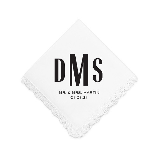 Personalized Handkerchief - White Pocket - Sans Serif Monogram Personalized Handkerchief - White Pocket - Sans Serif Monogram