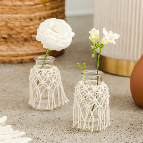 Macrame & Glass Vases for Flowers - Bohemian Wedding Centerpiece Macrame & Glass Vases for Flowers - Bohemian Wedding Centerpiece