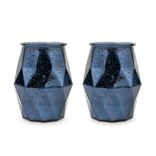Navy Blue Mercury Glass Candle Holders Set - Votive, Tealight - Bud Vases Navy Blue Mercury Glass Candle Holders Set - Votive, Tealight - Bud Vases