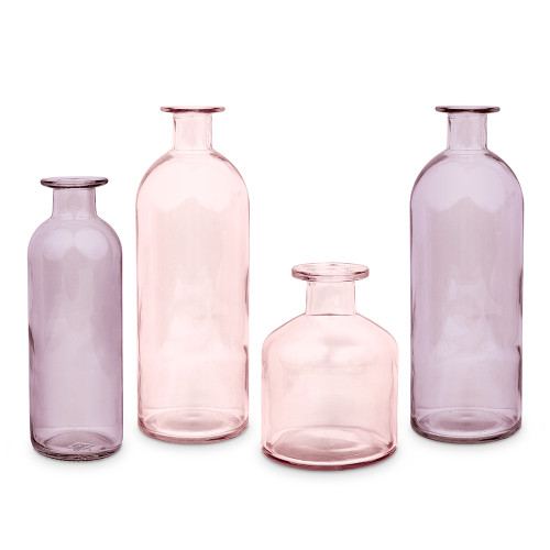 Glass Bottle Vases Set in Shades of Purple - Reception Centerpieces Glass Bottle Vases Set in Shades of Purple - Reception Centerpieces