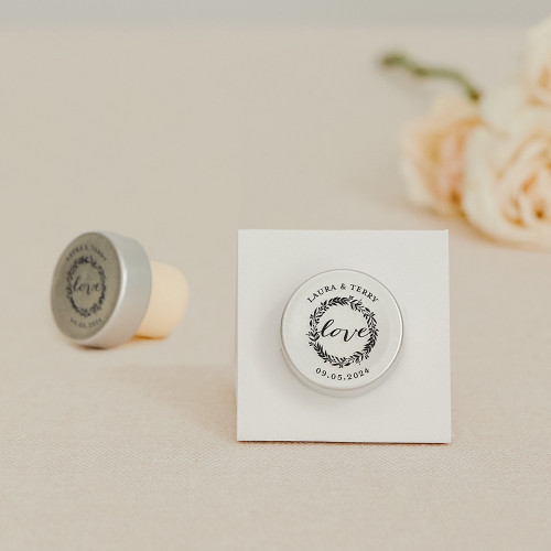 Personalized Bottle Stopper Favors - Metal - Love Wreath Personalized Bottle Stopper Favors - Metal - Love Wreath
