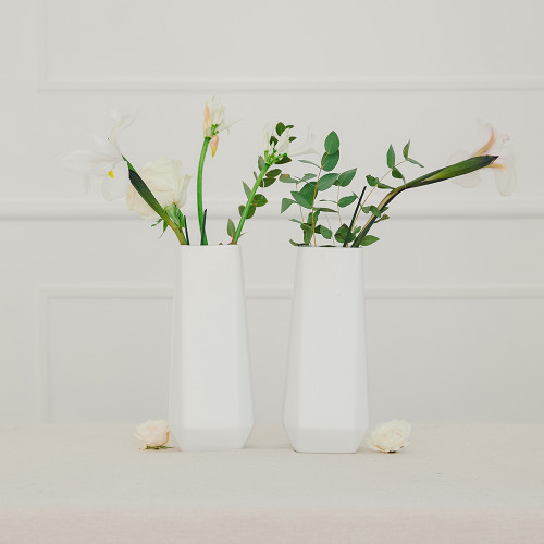 White Vase Set - Geometric - Ceramic - Reception Centerpieces White Vase Set - Geometric - Ceramic - Reception Centerpieces