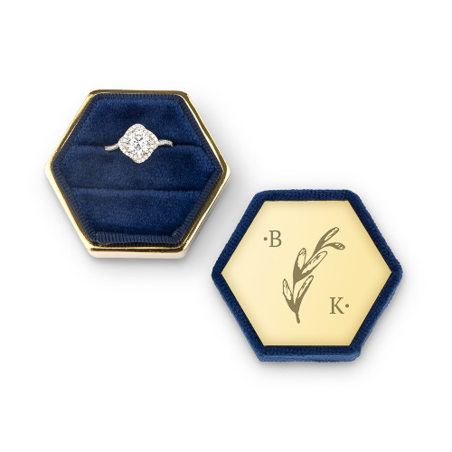 Personalized Wedding Ring Box - Velvet Hexagon - Rustic Personalized Wedding Ring Box - Velvet Hexagon - Rustic