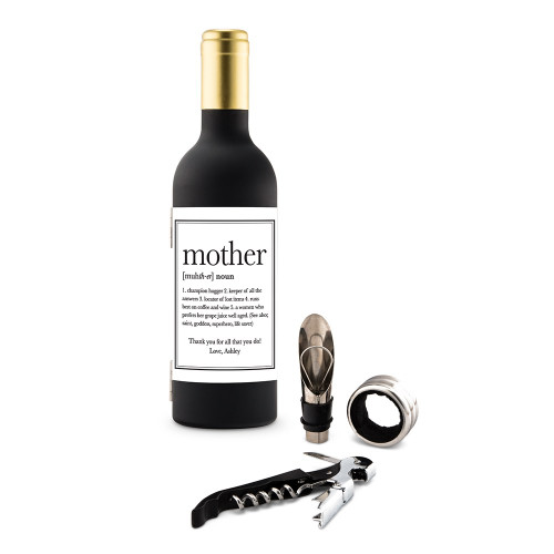 Personalized Corkscrew Gift Set - Wine Bottle Shaped - Mother Personalized Corkscrew Gift Set - Wine Bottle Shaped - Mother