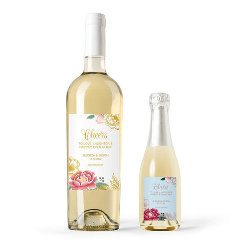 Personalized Wine Bottle Labels - Modern Floral Personalized Wine Bottle Labels - Modern Floral
