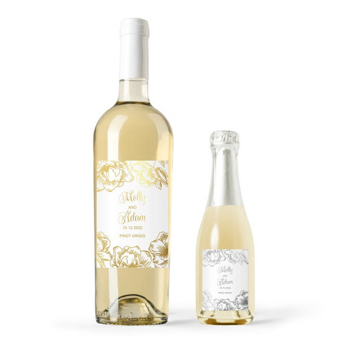 Personalized Foil Wine Bottle Labels - Modern Floral Personalized Foil Wine Bottle Labels - Modern Floral